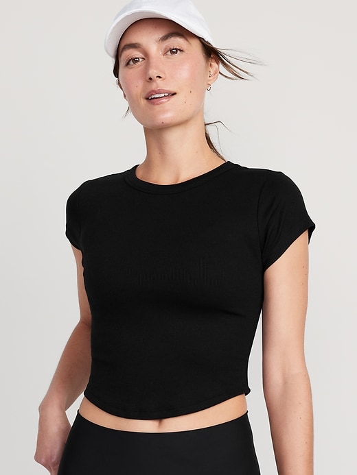 Image number 1 showing, UltraLite Cropped Rib-Knit T-Shirt