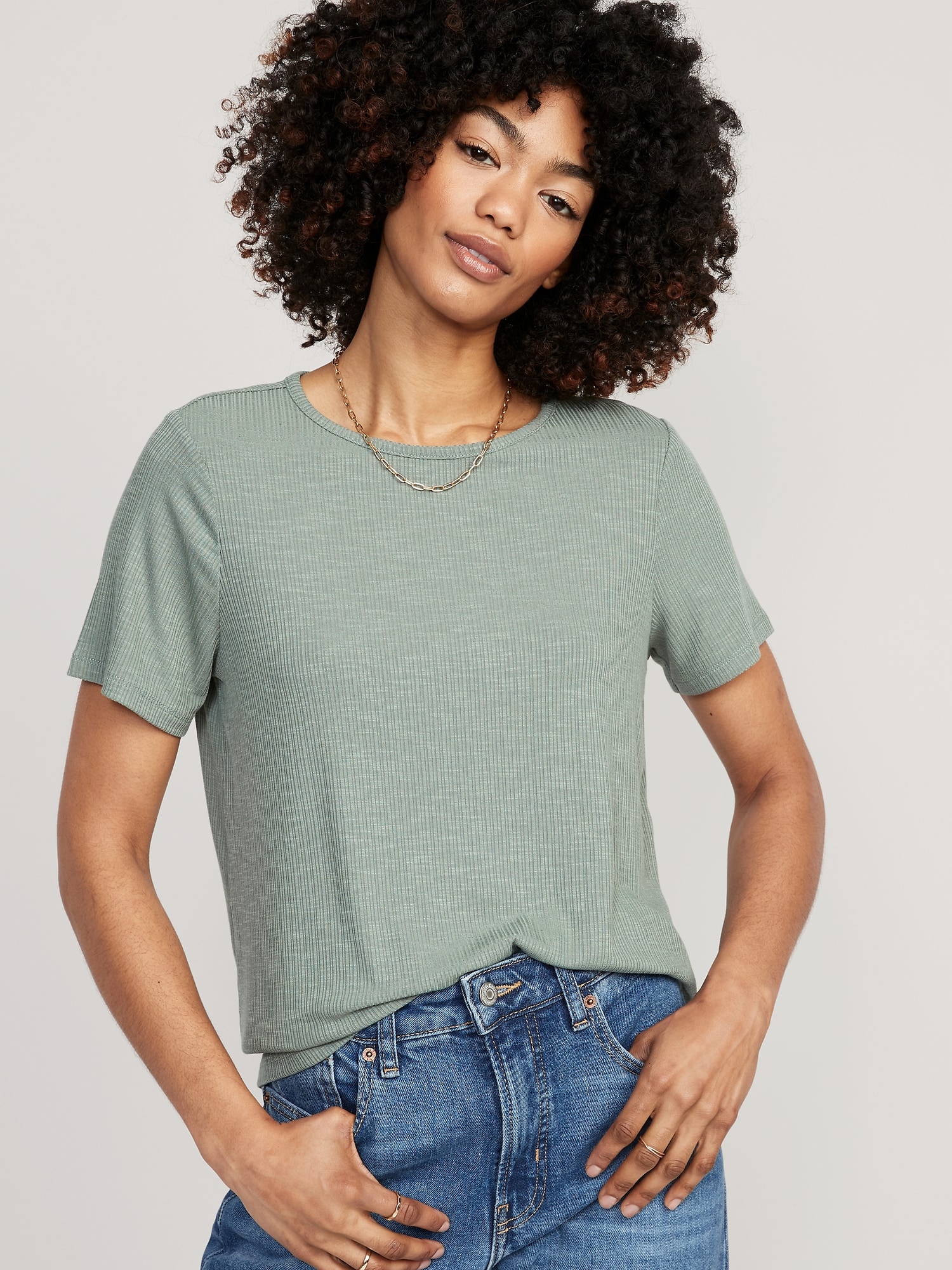 Old Navy Luxe Crew-Neck T-Shirt green. 1