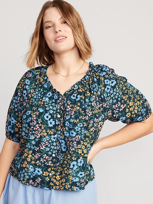 Image number 5 showing, Floral Elbow-Sleeve Pajama Swing Top