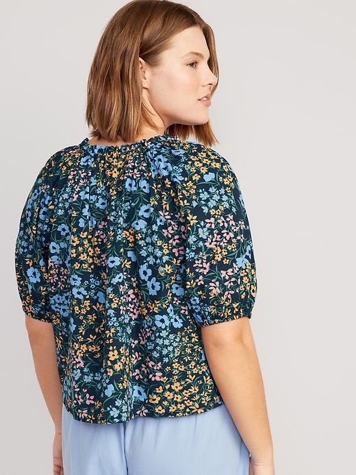 Image number 6 showing, Floral Elbow-Sleeve Pajama Swing Top