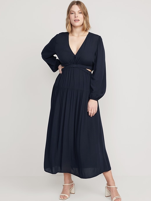 Waist-Defined Crepe Side-Cutout Maxi Dress for Women | Old Navy