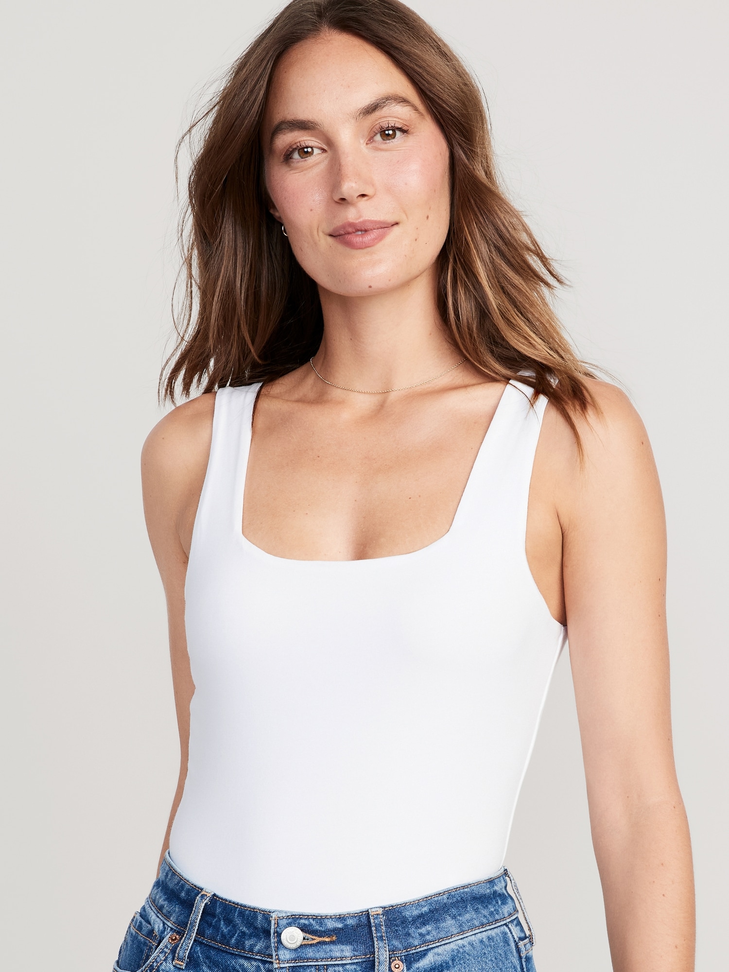 Fitted Sleeveless Square-Neck Bodysuit for Women | Old Navy