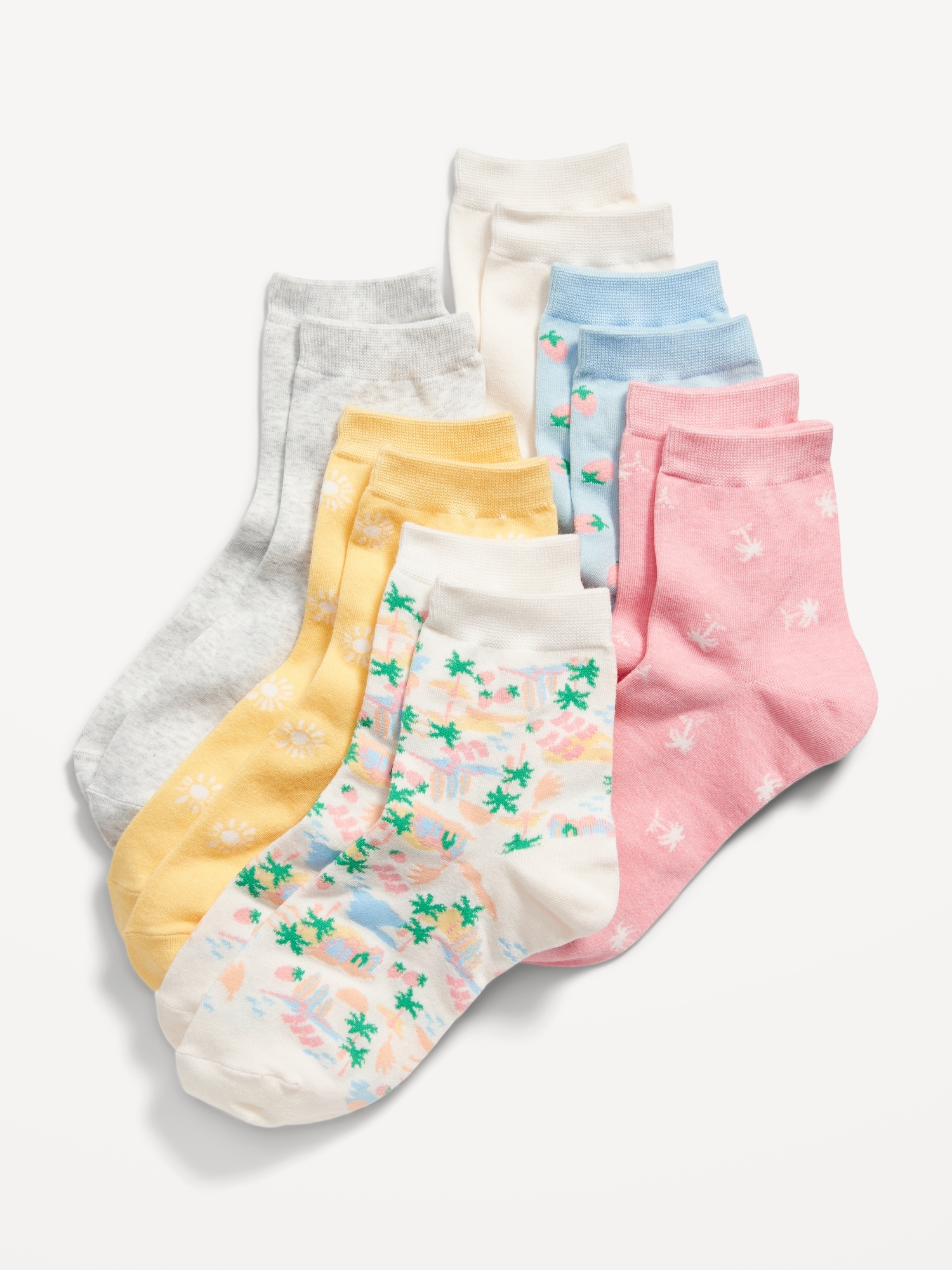 Old Navy Patterned Quarter-Crew Socks 6-Pack for Women multi. 1