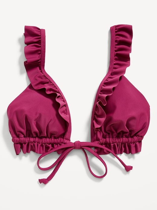 Image number 4 showing, Ruffle-Trimmed Triangle String Bikini Swim Top