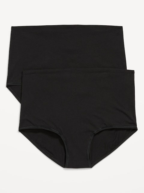 Maternity 2-Pack Rollover-Waist Brief Underwear - Black Jack