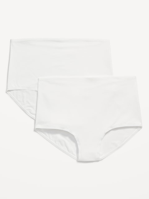 Maternity 2-Pack Rollover-Waist Jersey Hipster Underwear - White Lilies