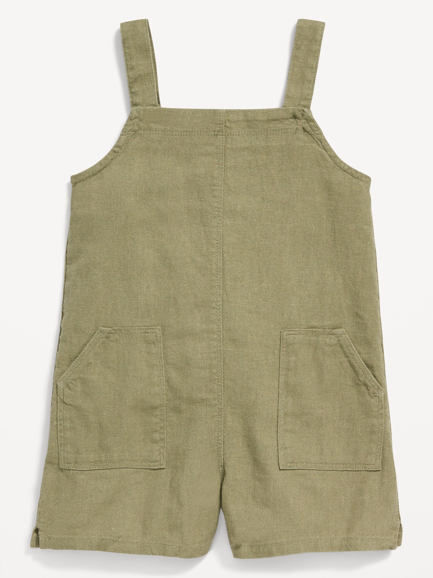 Old Navy Sleeveless Solid Linen-Blend Romper for Toddler Girls green. 1