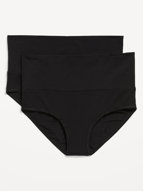 Maternity 2-Pack Rollover-Waist Hipster Underwear - Black Jack