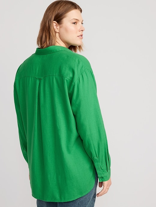 Image number 6 showing, Linen-Blend Boyfriend Shirt