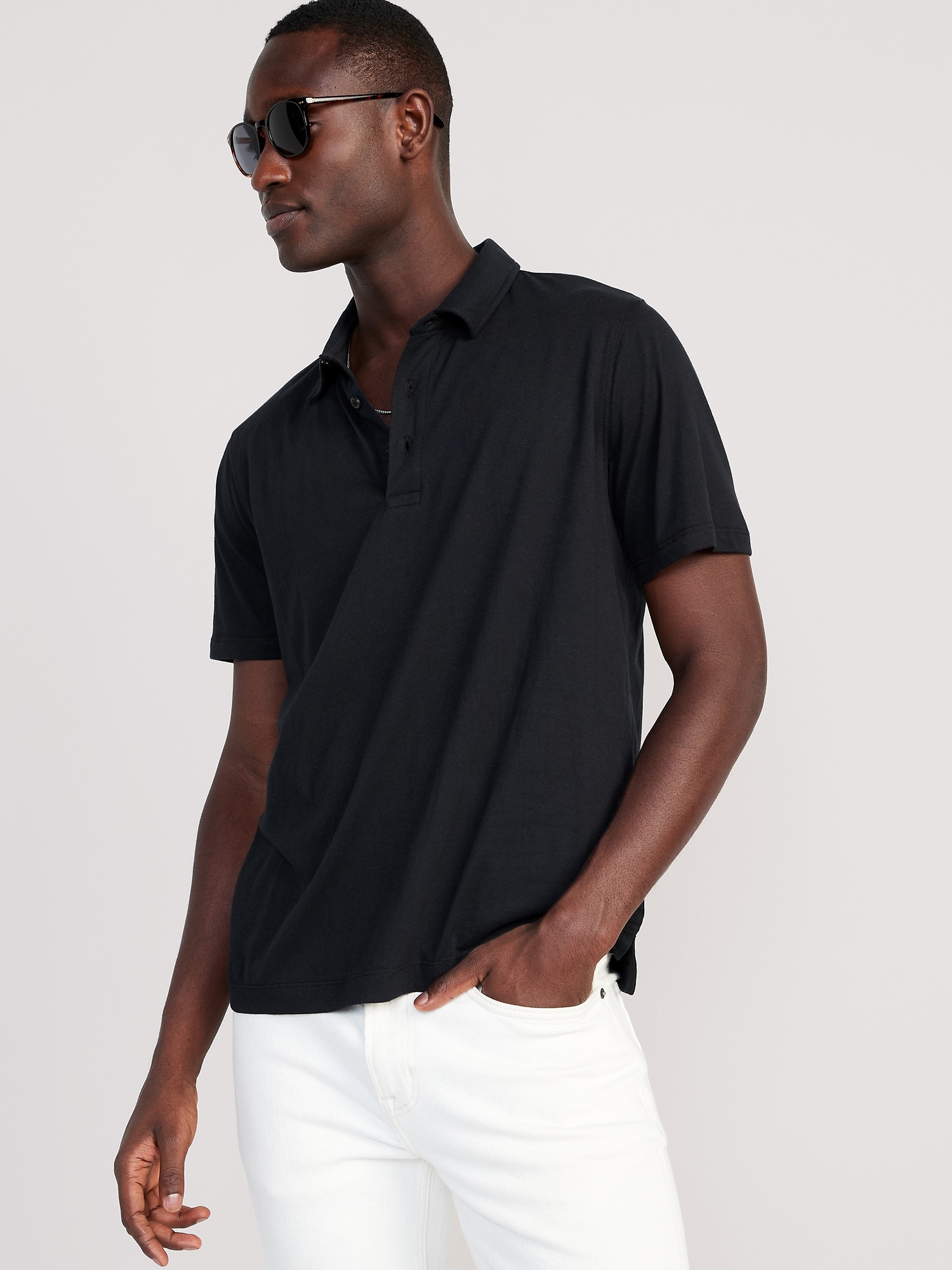 Old Navy Classic Fit Jersey Polo for Men black. 1