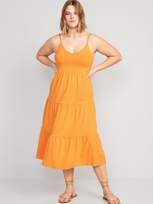 Image number 5 showing, Tie-Back Tiered Midi Cami Swing Dress