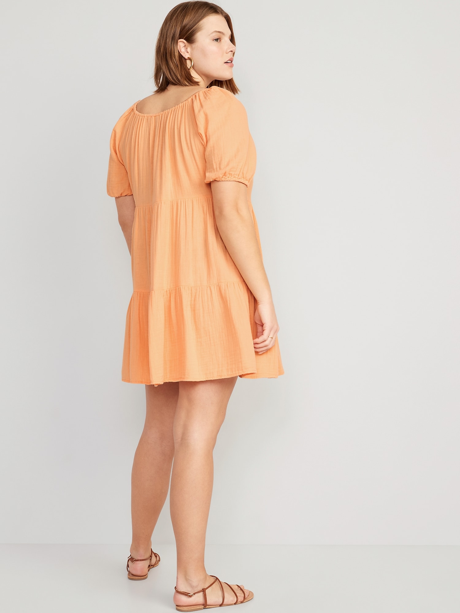 Puff-Sleeve Tiered Mini Swing Dress for Women | Old Navy