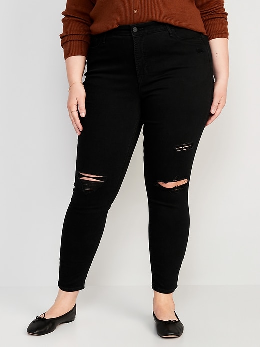 Image number 7 showing, High-Waisted Rockstar Super-Skinny Distressed Jeans For Women