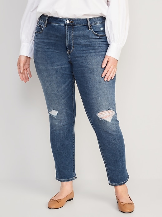 Image number 7 showing, High-Waisted Distressed Power Slim Straight Jeans For Women