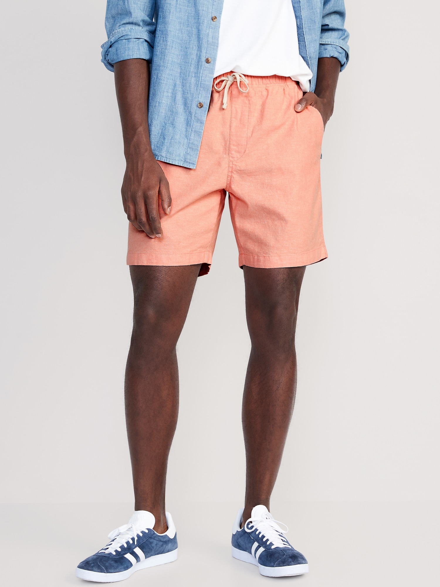 Old Navy Linen-Blend Jogger Shorts for Men -- 7-inch inseam orange. 1