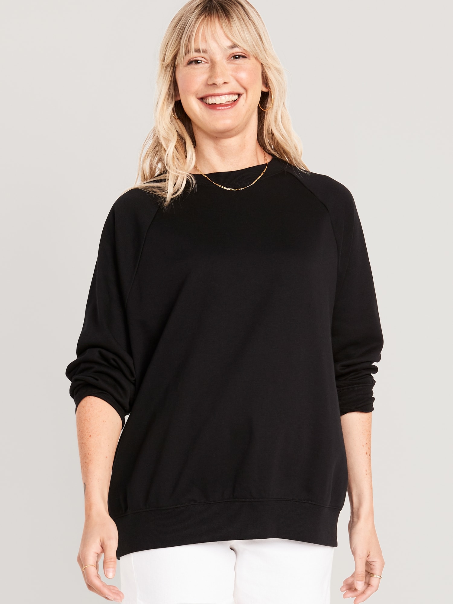 Oversized French Terry Tunic Sweatshirt for Women