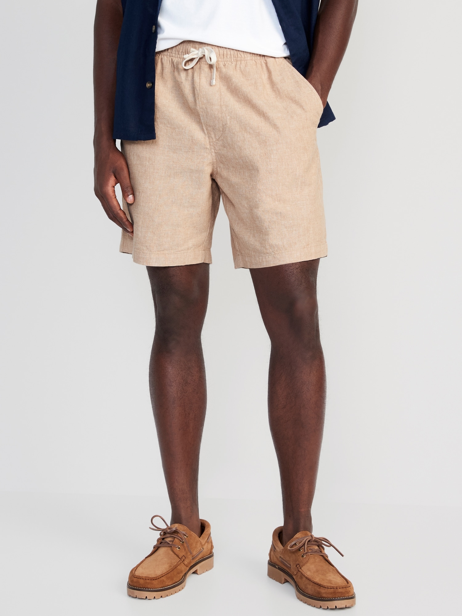 Old Navy Linen-Blend Jogger Shorts for Men -- 7-inch inseam beige. 1