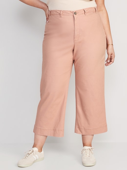Image number 7 showing, High-Waisted Wide-Leg Cropped Chino Pants