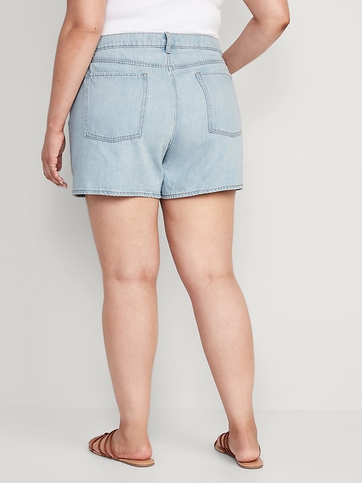 Image number 6 showing, Mid-Rise Baggy A-Line Jean Shorts -- 5-inch inseam