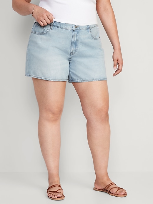 Image number 5 showing, Mid-Rise Baggy A-Line Jean Shorts -- 5-inch inseam