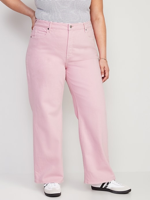 Image number 7 showing, Extra High-Waisted Pop-Color Wide-Leg Jeans