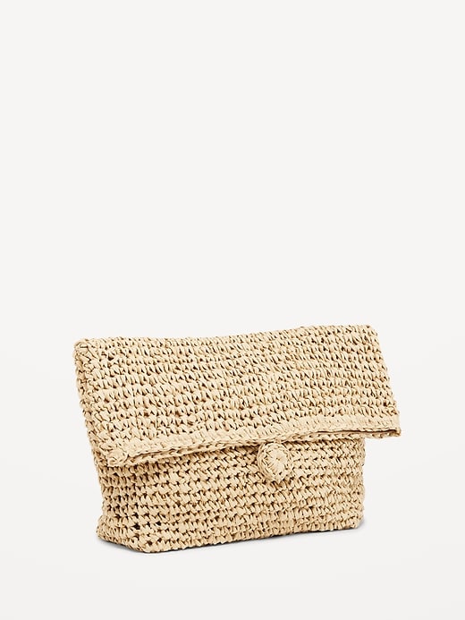 View large product image 1 of 2. Small Straw Clutch Purse for Women