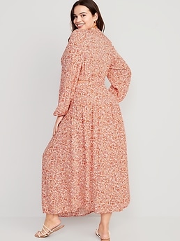 Waist-Defined Crepe Side-Cutout Maxi Dress