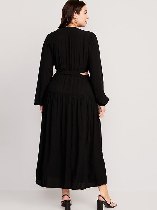 Image number 6 showing, Waist-Defined Crepe Side-Cutout Maxi Dress