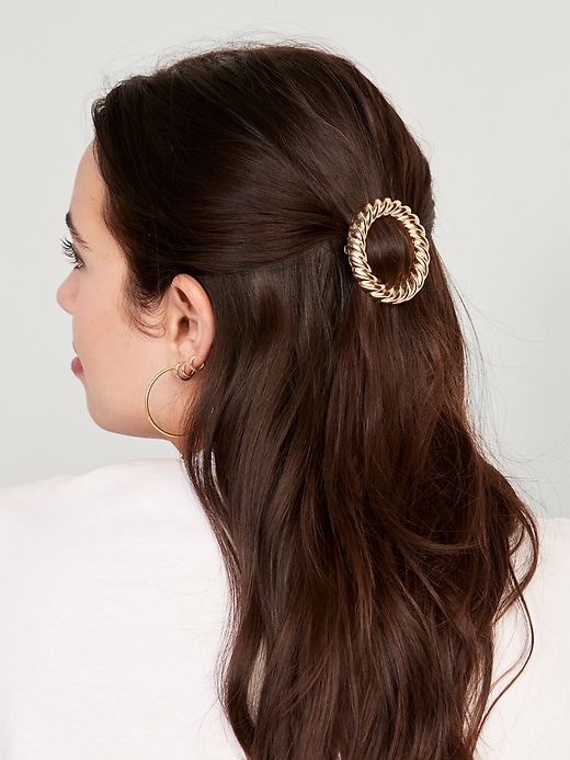 View large product image 1 of 2. Gold-Tone Metal Snap Hair Clips Variety-Pack for Women