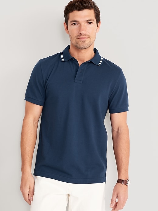 View large product image 1 of 4. Tipped-Collar Classic Fit Pique Polo