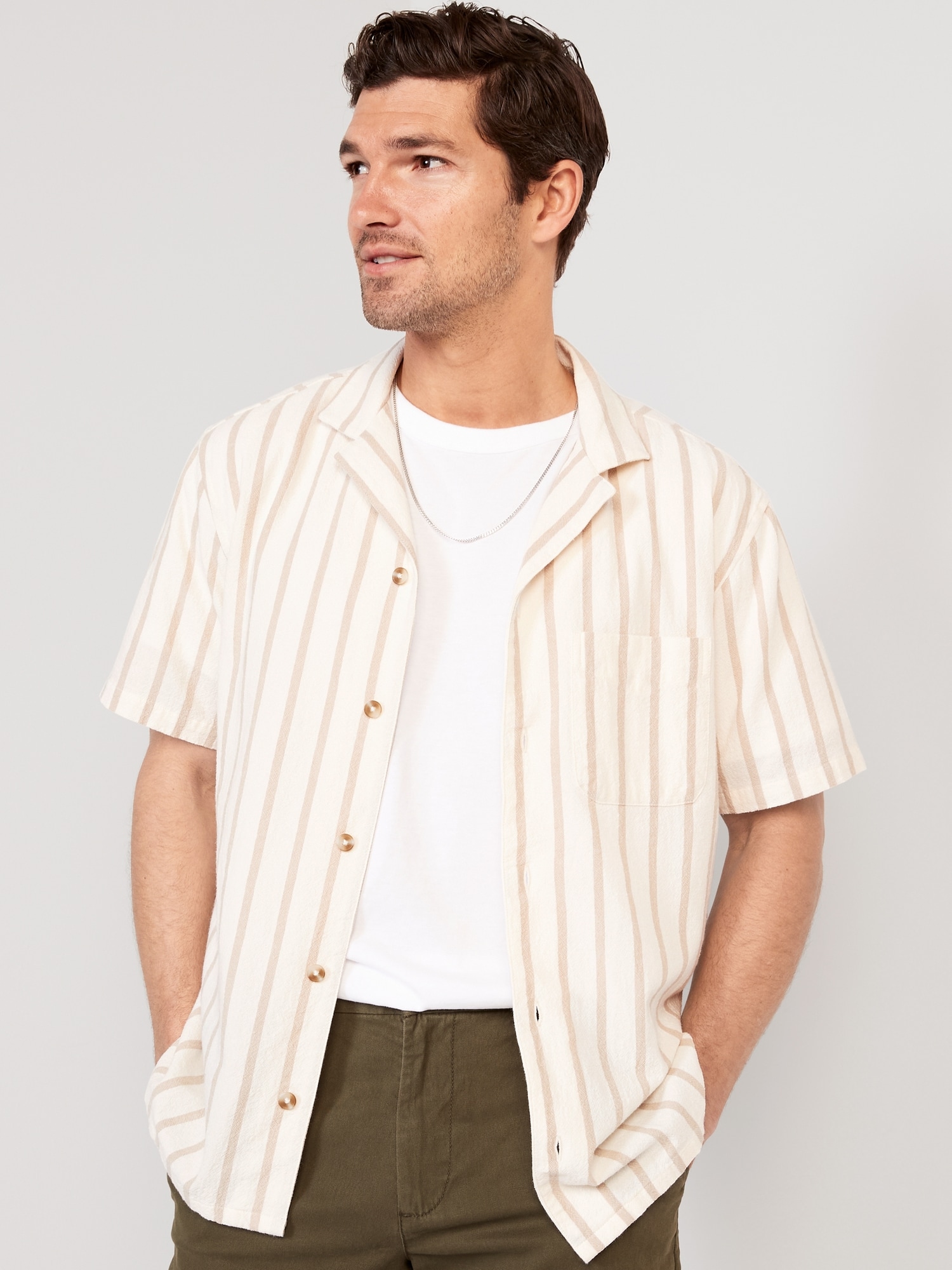 Striped Button-Front Camp Shirt | Old Navy