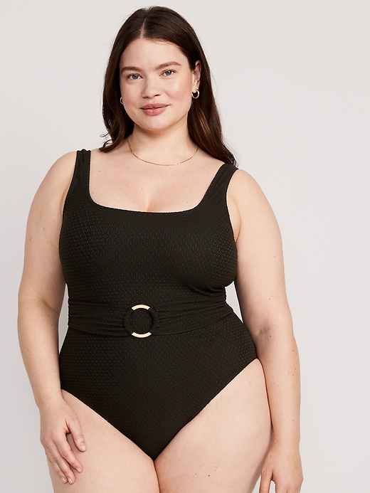 Image number 7 showing, Belted Crochet One-Piece Swimsuit