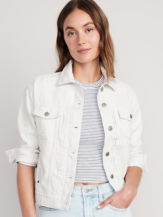 Image number 1 showing, Classic White Jean Jacket
