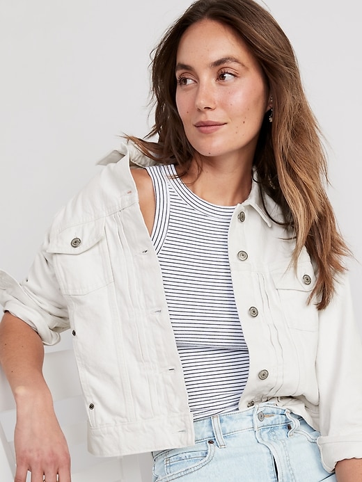 Image number 3 showing, Classic White Jean Jacket
