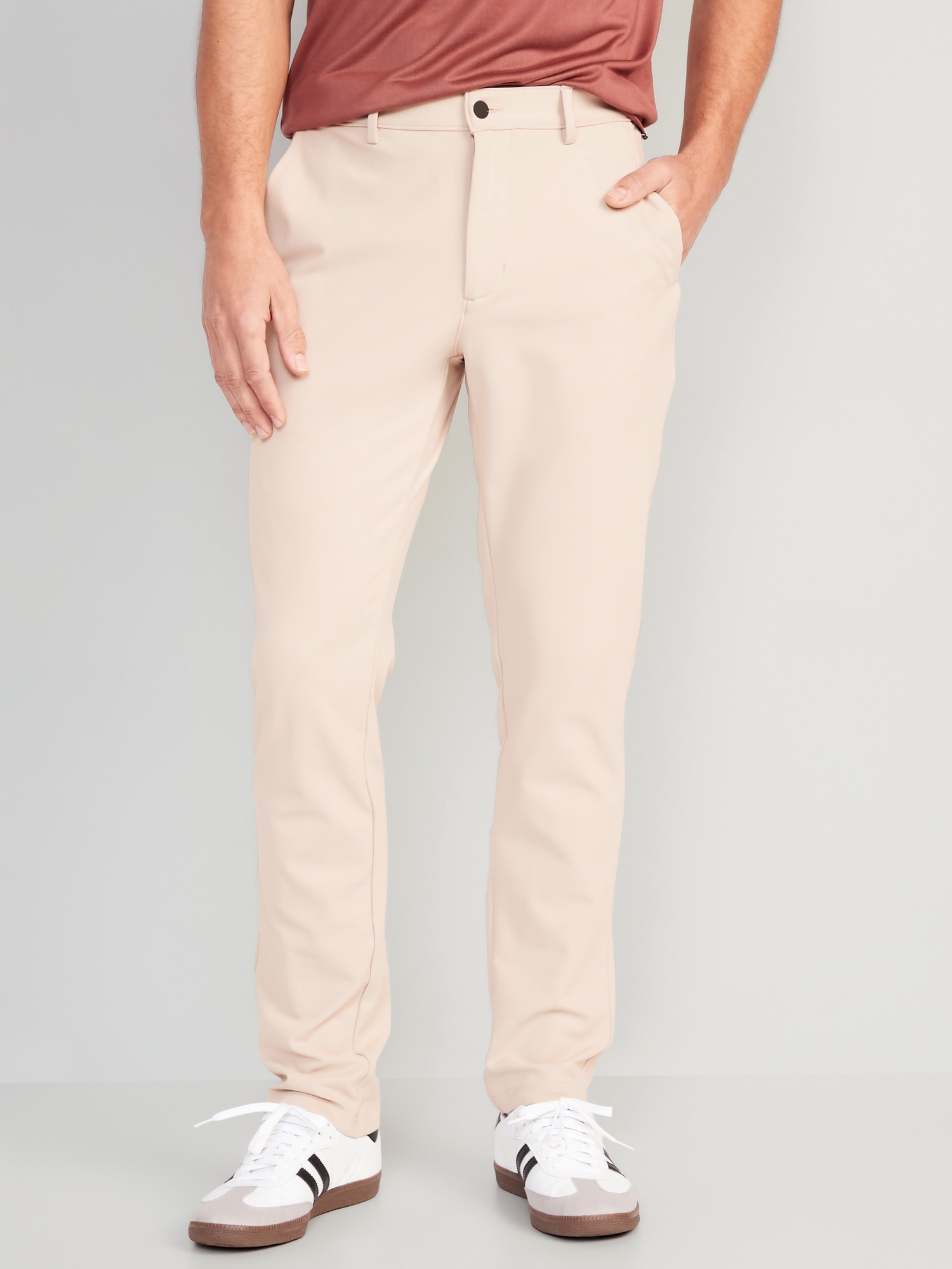 Old Navy Slim PowerSoft Go-Dry Chino Pants for Men beige. 1