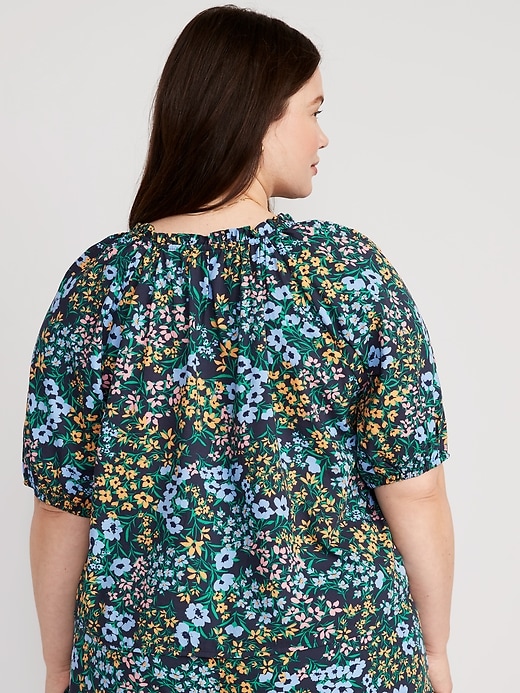 Image number 8 showing, Floral Elbow-Sleeve Pajama Swing Top