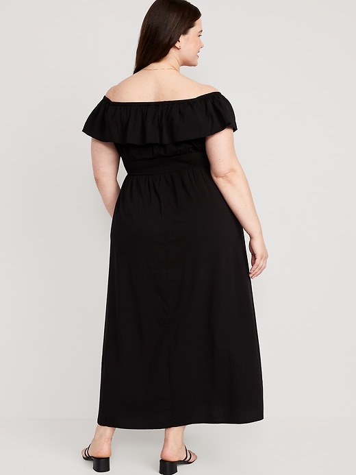 Image number 8 showing, Waist-Defined Ruffled Off-The-Shoulder Smocked Maxi Dress