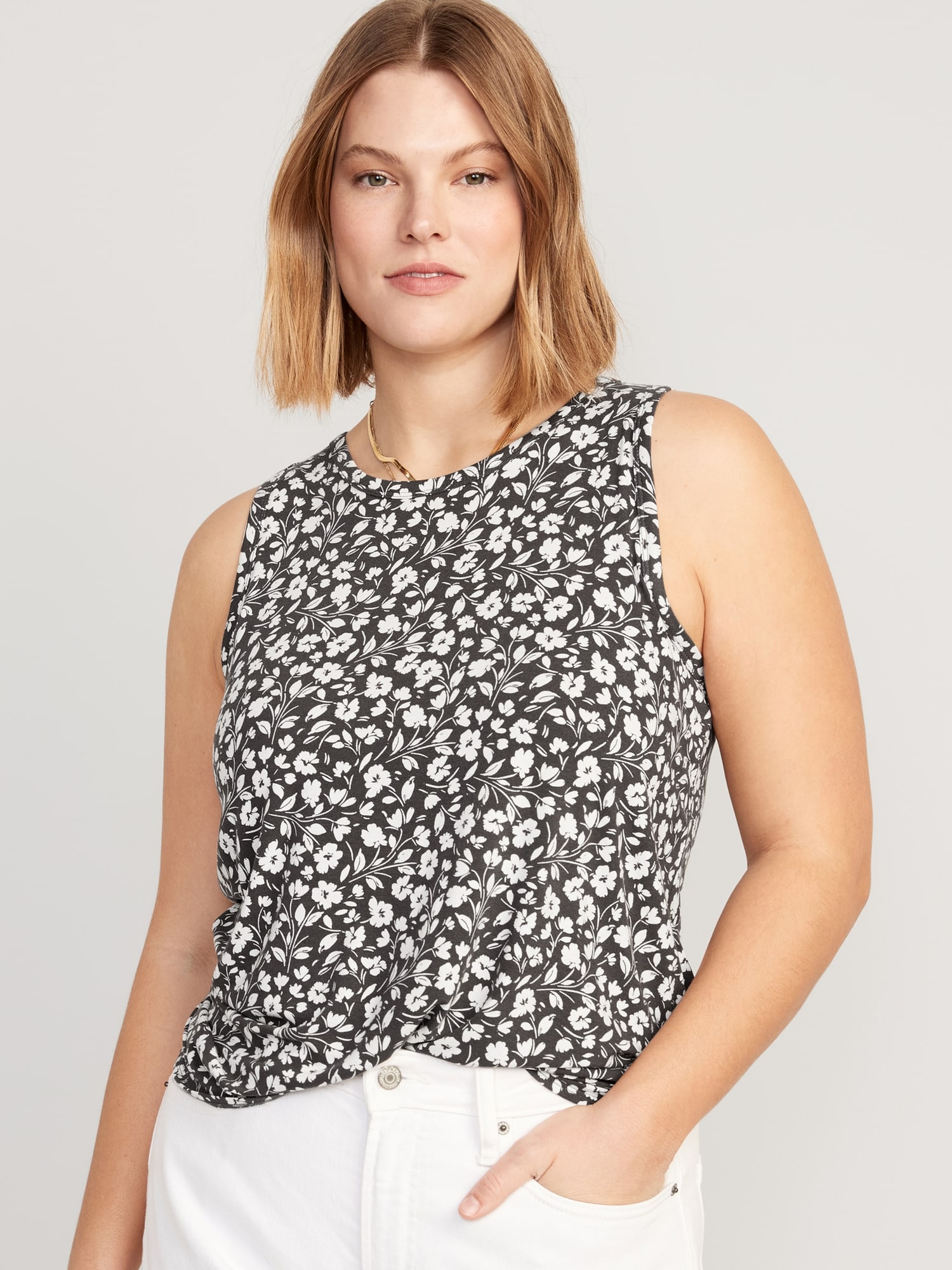 Old Navy Sleeveless Luxe Floral-Print T-Shirt for Women