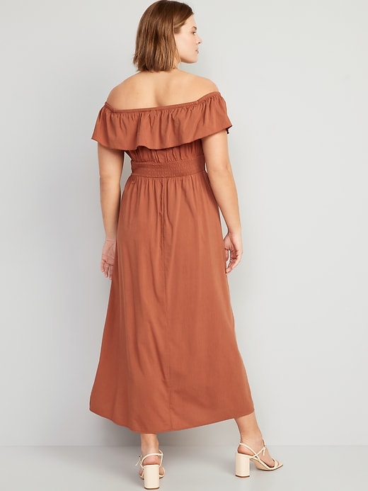 Image number 6 showing, Waist-Defined Ruffled Off-The-Shoulder Smocked Maxi Dress