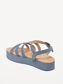 View large product image 3 of 3. Chambray Strappy Platform Sandals for Girls