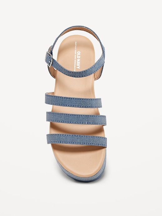 View large product image 2 of 3. Chambray Strappy Platform Sandals for Girls
