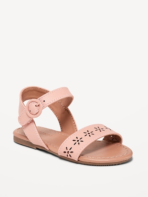 View large product image 1 of 1. Faux-Leather Buckle Sandals for Toddler Girls