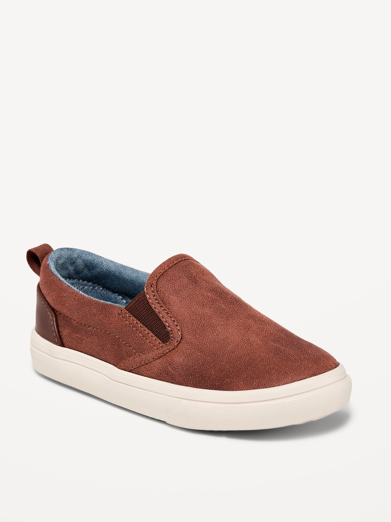 Old Navy Faux-Leather Slip-On Sneakers for Toddler Boys brown. 1
