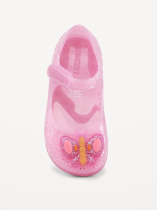 View large product image 2 of 4. Floral-Cutout Jelly Mary-Jane Flats for Toddler Girls