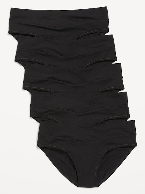 Maternity 5-Pack Soft-Knit Low-Rise Bikini Underwear - Black Jack