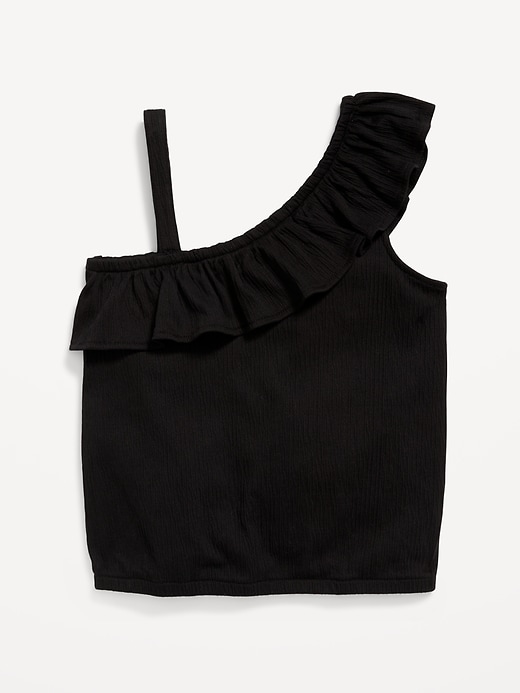 View large product image 2 of 3. Ruffled Puckered-Jacquard Knit One-Shoulder Top for Girls