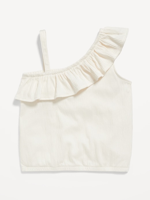 View large product image 2 of 3. Ruffled Puckered-Jacquard Knit One-Shoulder Top for Girls
