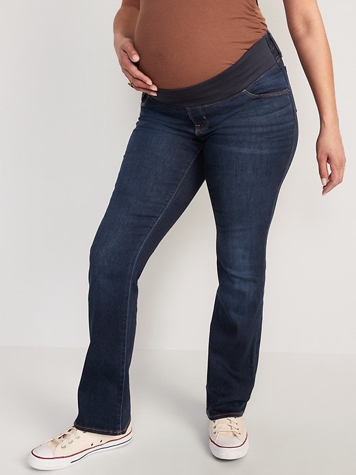 Image number 1 showing, Maternity Front Low Panel Boot-Cut Jeans
