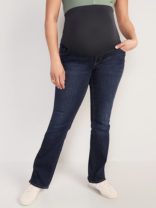 Image number 1 showing, Maternity Full Panel Kicker Boot-Cut Jeans