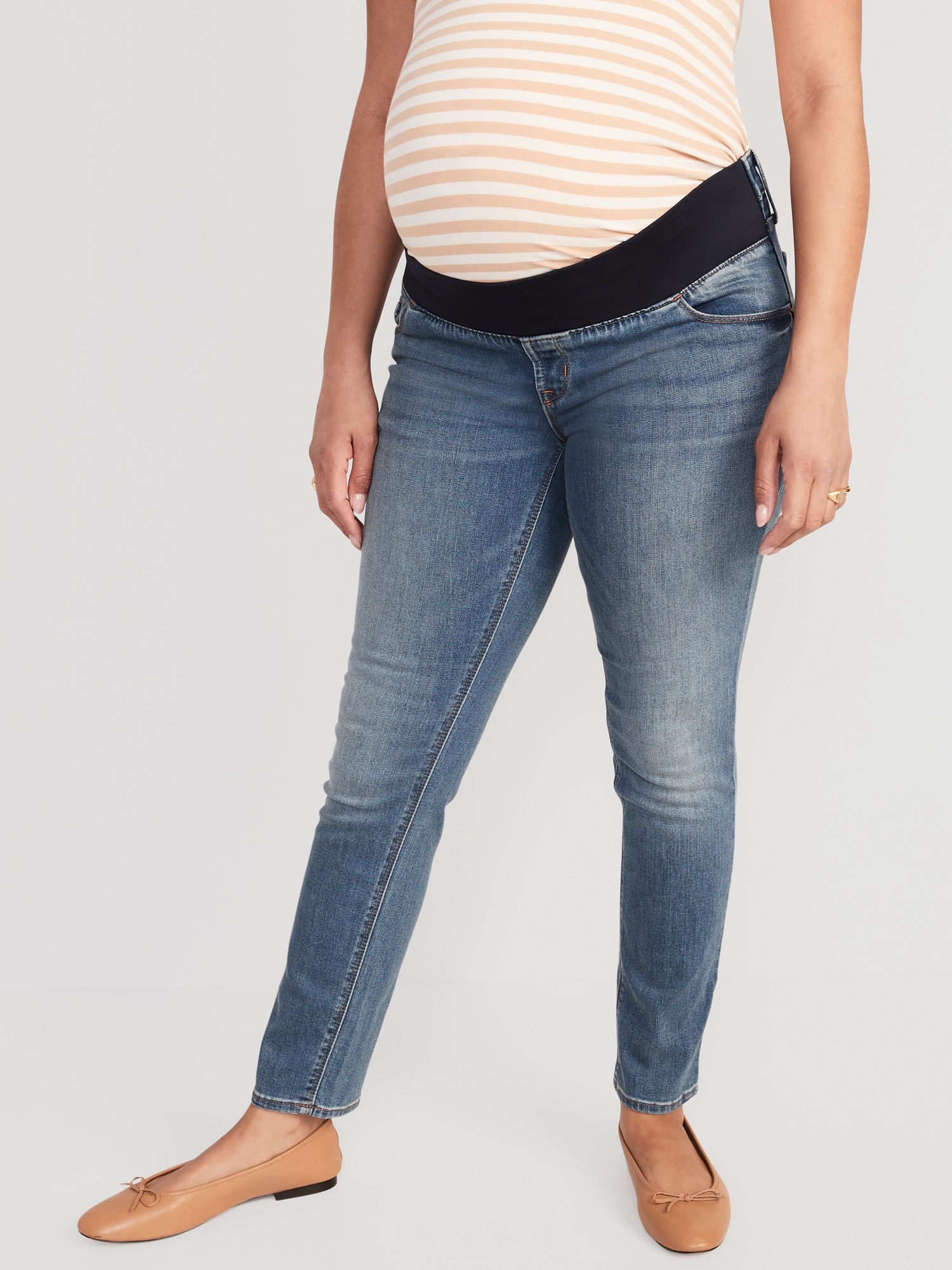 Maternity Front Low Panel OG Straight Jean Shorts -- 5-inch inseam